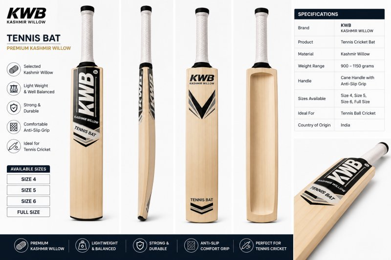 Premium Kashmir Willow Tennis Cricket Bat